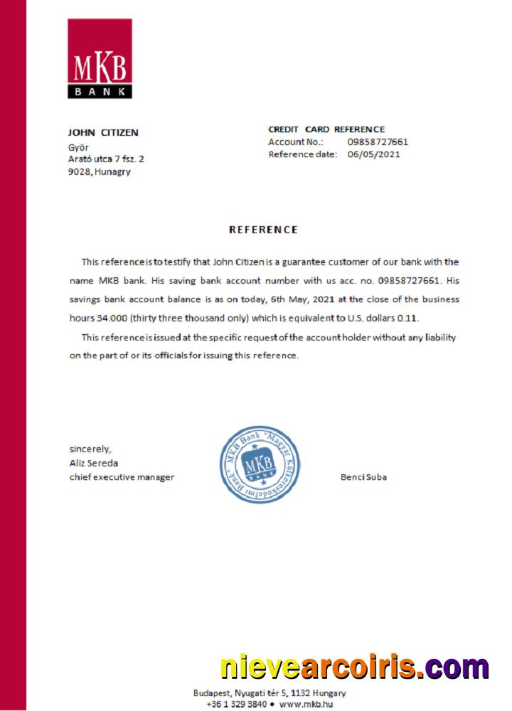 Hungary MKB Bank reference